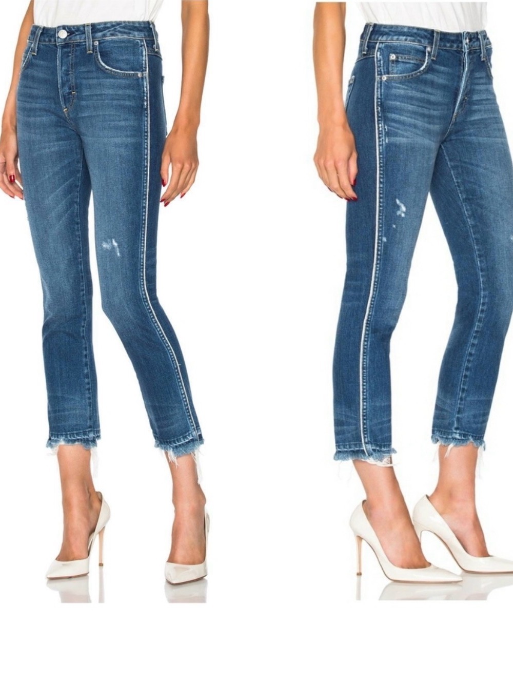 Amo X Revolve Babe Old school High-Rise Blue Crop Jeans - Women 26 luxury